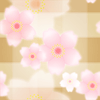 パターン背景素材00184茶色格子柄桜模様