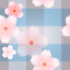 パターン背景素材00186青灰色格子柄桜模様