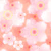 パターン背景素材00194オレンジピンク色桜模様